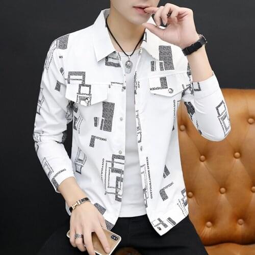 Spring Autumn Mens Short Jacket Pattern Printed Men Coat Size M to XXXL White Red Yellow V034