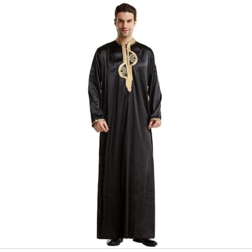 Long Black kaftan djellaba vetement arabe homme thobe men muslim dresses kurta shalwar clothes islamic caftan abaya plus size