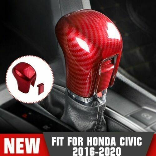 For Honda Civic 10th 2016 2017 2018 2019 2020 Carbon Fiber Red Gear Lever Shift Knob Cover Trim