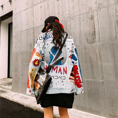 2020 Fashion The New Letter Printing Loose Denim Jacket High Quality Free Shipping