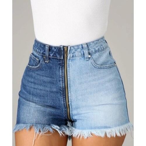 Denim Jean Shorts Women Blue Long Zipper Slim High Waist Vintage Street Plus Size Short Jeans Spring Summer Feminino Mujer