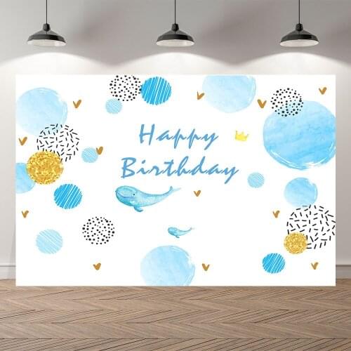 Seekpro Photography Background blue dolphin sea Happy birthday wedding party baby shower Backdrop Photo Background Photocall