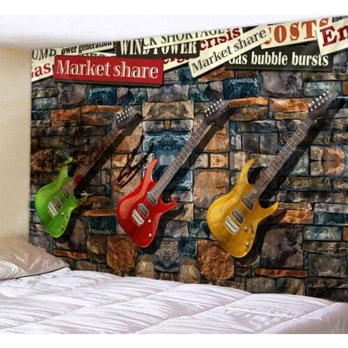Pretty Stone Wall Guitar Tapestry Boho Mandala Wall Hanging Royal Blue 3D Hippie Wall Tapestry Home Decor Mint Yoga Mat