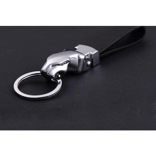 Metal Leopard Head Leather Key Chains Rings Holder for Car Keyrings KeyChains for Man Women High Quality Gift Leather Llaveros