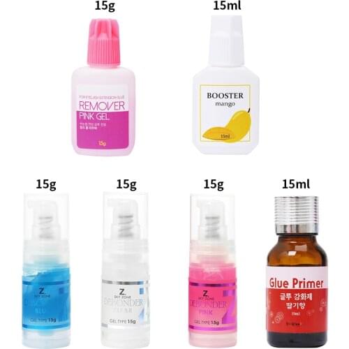 1 set Eyelash Extensions Kit Glue Primer Pink Gel Remover Sky Zone Booster Mango Imported from Korea for Eyelash Extensions