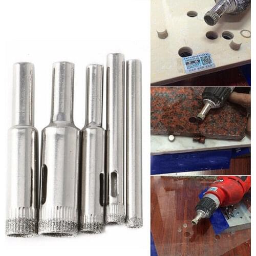5pcs Diamond Coated Hss Drill Bit Set Tile Marble Glass Ceramic Hole Saw Drilling Bits For Power Tools 5-12mm