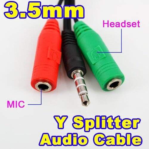 New 3.5mm Headphone Splitter Adapter Audio Cable Jack 3.5mm Male to 2 Female Earphone Extension Cable for PC Laptop