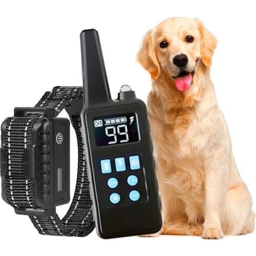 Dog Training Collar 800M Remote Waterproof Rechargeable Dog Bark Collar with Vibration Beep Shock Modes LCD Display Pet E-Collar