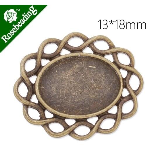 13x18mm oval charm tray,cameo setting,zinc alloy filled,antique bronze plated,20pcs/lot-C4008