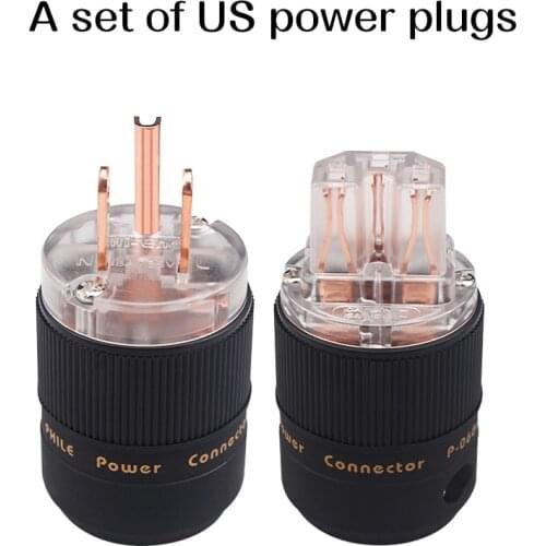 P-06Cu red copper US audio HiFi power plug power cable DIY accessories set of power amplifier cable