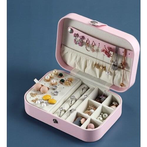 Girl Travel Portable Jewelry Box Ring Earrings Necklace Jewelry Earrings Lipstick Storage Box