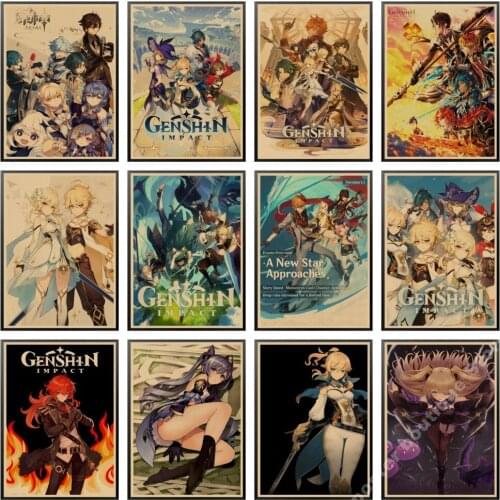 Genshin Impact Poster HD Game Painting Anime Girl Wall Art Prints Dorm Picture For Living Room Bedroom Home Decor