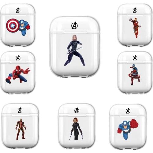Cartoon Transparent Case for Wireless Bluetooth Apple Airpds1 2 Marvel Avengers Infinity War Spider Man