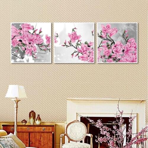 Pink Magnolia Flower Posters and Prints Nordic Landscape Girls Room Decor Pop Art Canvas Painting for Living Room Wall Picture