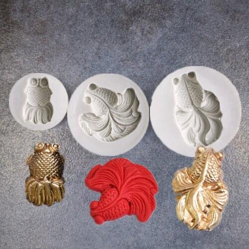Gold Fish Silicon Mold Sugar Turnover Sugar Mold Stem Flower Mold Sugar Molding Tool Chocolate Mold Small Goldfish A158-A1587