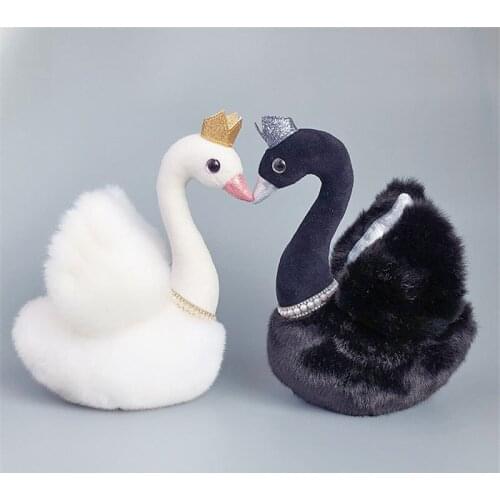 Funky White Black Swan With Crown Plush Toys 23CM Children Pet Kawaii Birthday Gifts Cute Home Bedroom Decorations