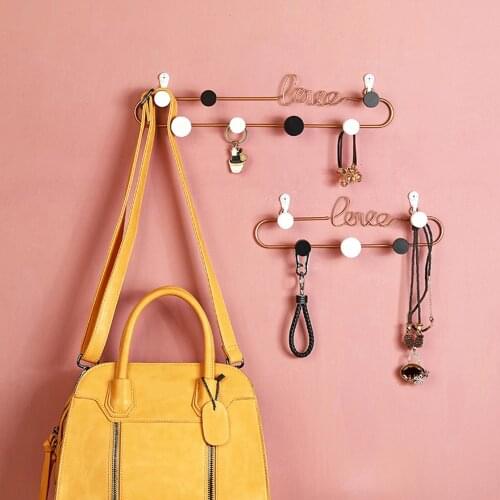 Simple Style Home Decorative Beauty Love Letters Key Hangers Metal Coat Hanger for Wall Decor Home Kitchen Tools