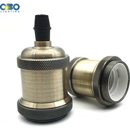 Vintage Edison Lamp Base Aluminum Pendant Bulb Retro Decorative Light Fittings Lamp Head Light Socket 5 Color E27 Lamp Holder