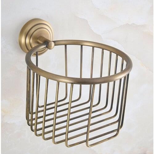 Vintage Retro Antique Brass Circle Pattern Wall Mounted Bathroom Toilet Paper Roll Basket Holder Bathroom Accessory mba732