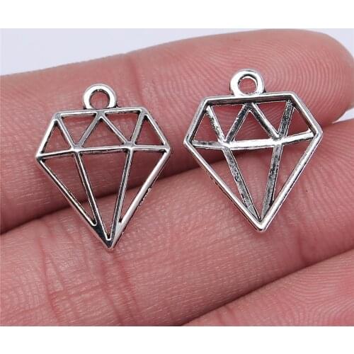 WYSIWYG 20pcs 20x16mm Charm Crystal-Shaped Hollow Crystal Shaped Charms 2 Colors Crystal Shaped Charms