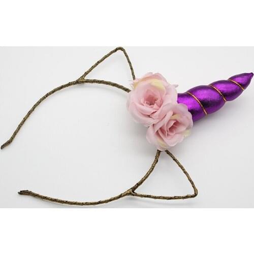 Girls Cute Unicorn Headwear Flower Bunny Rabbit Ear Ribbon Headwear Hairband Hair Bands Halloween Headdress Party Props Gifts