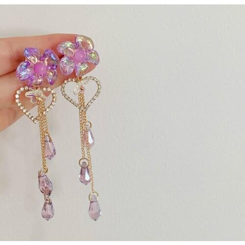 Bowknot Women Dangle Earrings New Butterfly Long Tassel Earrings Female Simple Sweet Love