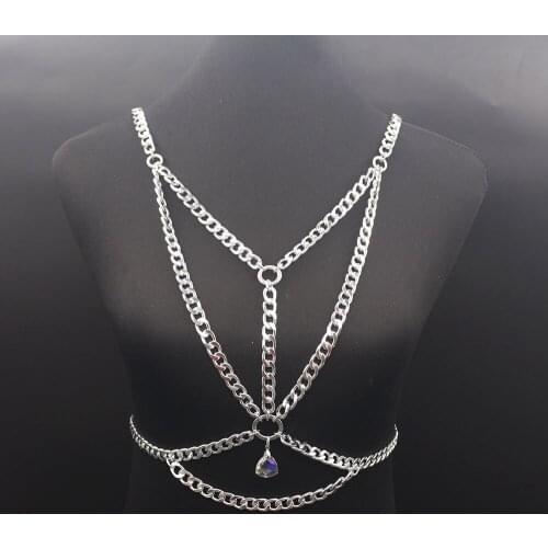 Simechi Women Sexy Heart Crystal Bra Body Chest Chain Accessories Luxury Simple Gold Color Body Jewelry