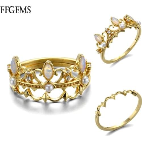 FFGems Natural Freshwater Pearl Rings Sterling 925 Silver Opal Gemstone Wedding Engagement for women girl Fine Jewelry with box