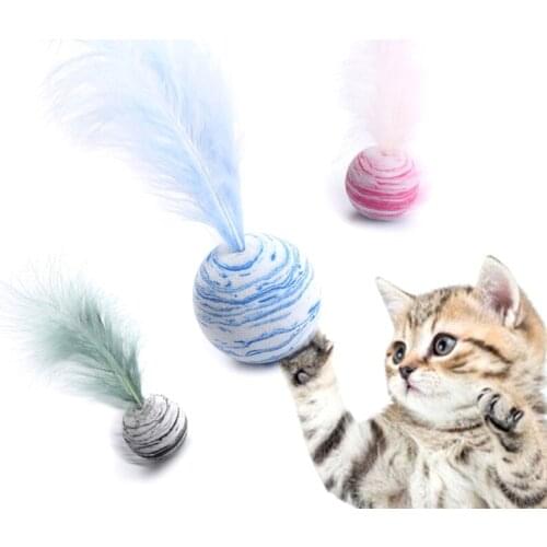 Starry Sky Texture Ball with Feather Light Foam Throwing Funny Interactive Playing Chew Toy Pet Supplies