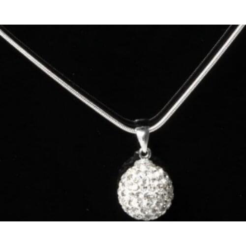10mm 10pcs/lot rhinestone micro pave disco ball bead silver plated cystal necklace 16 inch Snake pendants Chains n5346