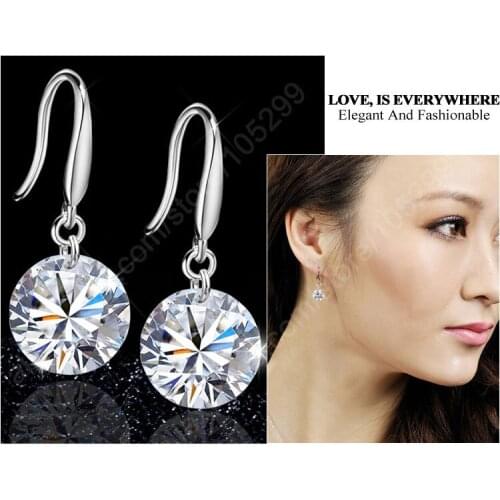 Fast Free Ship 10PCS(5Pairs) Genuine 925 Sterling Silver Jewelry Cubic Zirconia Crystal Hook Earring Momen Accessories Wholesale