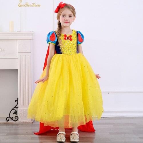 2018 New Princess Dress New Year Gifts Party Skirt Cloak Snow White Costume For Kids Cosplay Costume For Girls Anime Cosplay