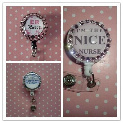 3PCS Medical,Caduceus Nurse, Bling Retractalbe ID Badge Reels
