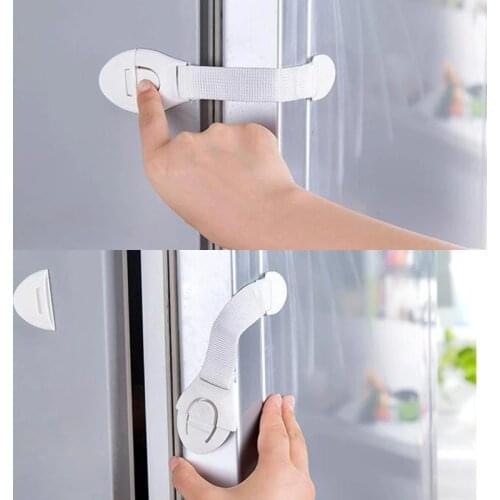 4Pcs Refrigerator&Wardrobe Door Plastic Buckle Safety Lock Multifunctional Cloth Belt Door Lock Prevent Baby From Opening Door