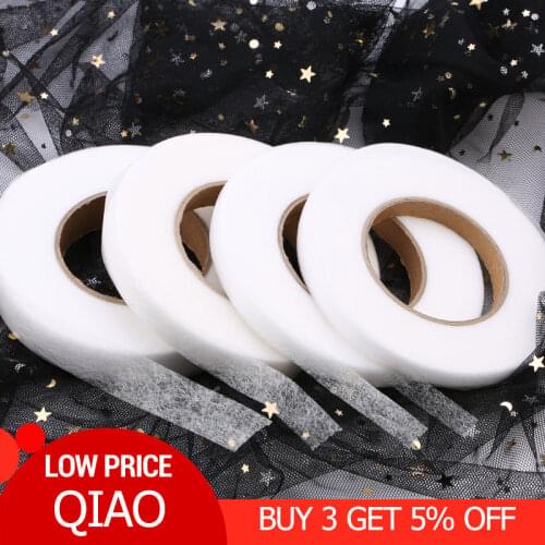 70yards White/Black Double Faced Adhesive Fabric Tape Patchwork Interlinings Iron On Melt Omentum DIY Cloth Garment Accessories