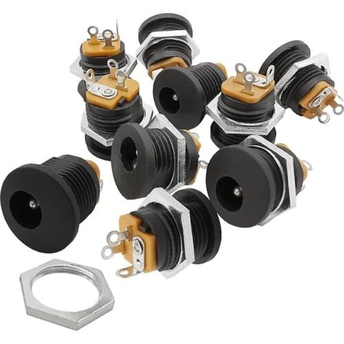 1/5/10/20Pcs DC-022 DC connector Adapter DC-022 5.5X2.1mm Power Jack Socket 180 degree vertical direct plug DC socket with nut