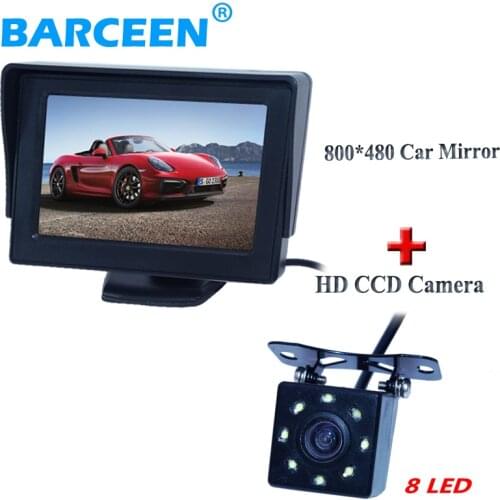 Car Rear reversing camera auto wire with 8 led light more brigh +assist system 4.3" car rear moniotor universal