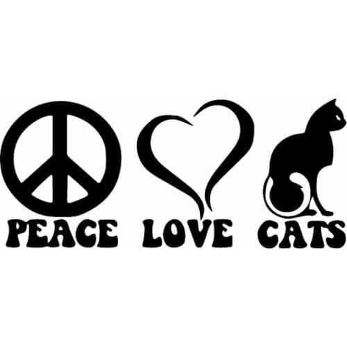 Car Sticker Peace Cat Love Cat Cat Mom Cat Dad Cat Lover Car Decoration Creative Sunscreen Waterproof Black/White, 17cm * 7cm
