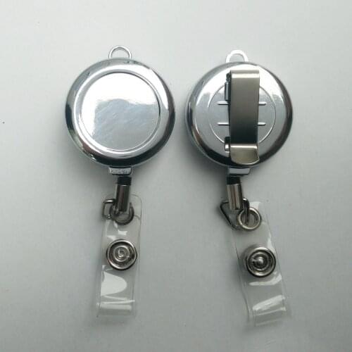 Free shipping 1000pcs/lot customized logo badge reel; promotional retractable metal badge holder; belt clip BR10