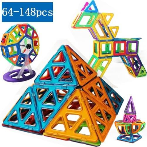 Big Size Magnetic Toys 64-148pcs Magnets Kids Blocks Educational Girl Boy Construction Designer Set Castle Children Gift