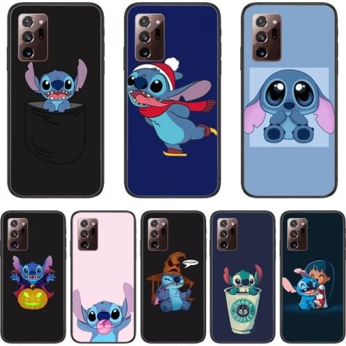 Stitch Phone Case cover hull For SamSung note20 10 9 8 4 pro plus black prime soft bumper Transparent