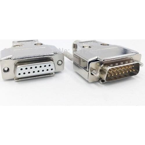 DB15 data connector Parallel Port metal case gold plated brass contactor port socket 15pin female Male adapter DP15