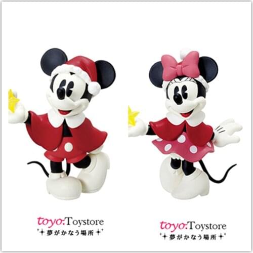 2piece 8-9cm Disney original Classic Mickey Minnie action Figure Collectible Model Toy christmas tree ornament