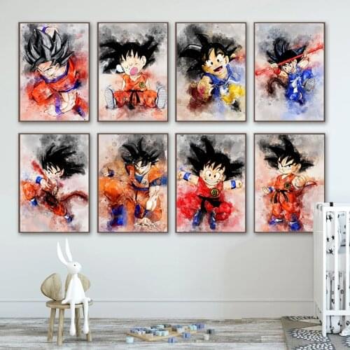 Dragon Ball Cute Watercolor Canvas Painting Goku Nursery Wall Decoration Posters and Prints Nordic Wall Paintings Picture