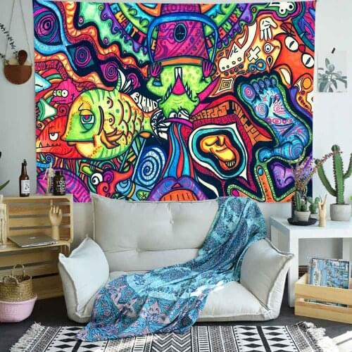 Simsant Trippy Tapestry Hippie Mountain Sun Octopus Art Wall Hanging Tapestries for Living Room Home Dorm Decor Banner