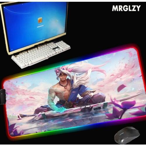 Anime RGB mouse pads LED gaming lighting mousepad with USB port Waterproof non-slip mousemats XXL rubber base large keyboard mat