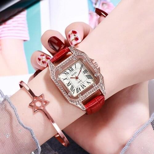 Square Luxury Diamond Women Watches 2020 Leather Ladies Watch Waterproof Female Quartz Wristwatch Relogio Feminino Reloj Mujer