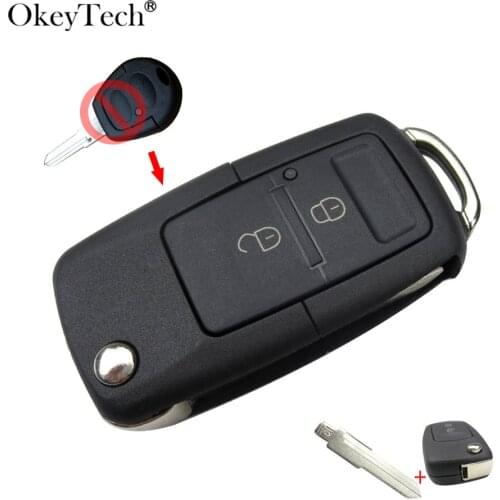 OkeyTech 2 Buttons Modified Flip Car Key Shell For Volkswagen VWW Golf Skoda Chery QQ3 QQ6 Remote Key Case Cover Replacement