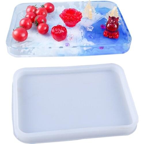 NOT AS LONG diy glue mold 4 large small square round plate mold handmade household goods mirror mold new product hot sale