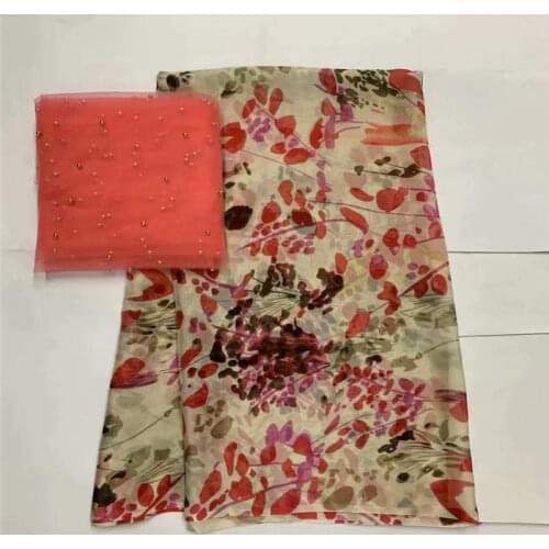 New Arrival High Quality 100% Silk Chiffon Printed Flower Fabric Material Sew On Cloth Women Dress! LXF555